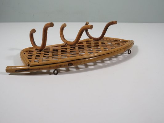 Mid-Century Wall Coat Rack in Bamboo, Italy, 1970s-UKG-1819965