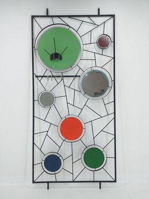 Mid-Century Wall Coat Rack with Mirror, Italy, 1960s-TZ-844106