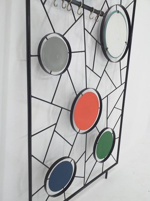 Mid-Century Wall Coat Rack with Mirror, Italy, 1960s-TZ-844106