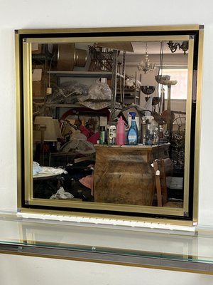 Mid-Century Wall Mirror in Brass and Chromed Metal, 1960s-YST-2021926