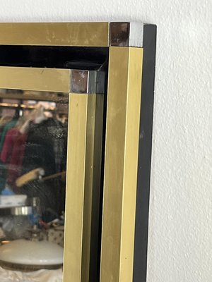 Mid-Century Wall Mirror in Brass and Chromed Metal, 1960s-YST-2021926