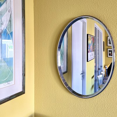 Mid-Century Wall Mirror in Chromed Metal Frame-GMU-1807850