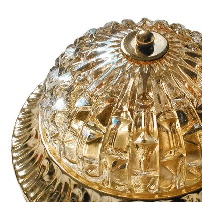 Mid-Century Wall or Ceiling Lamp with Textured Amber Glass and Brass, 1960s-QBR-1003732