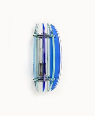 Mid-Century Wall Sconces in Colored Glass & Chrome attributed to Veca, Italy, 1970s, Set of 2-LYQ-1756270