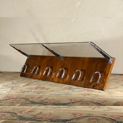 Mid-Century Wall Shelf in Chromed Metal and Glass-JXY-1790588