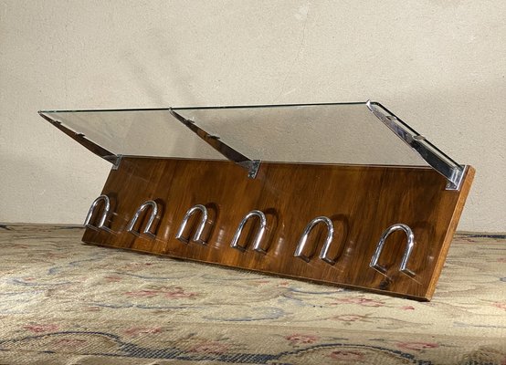 Mid-Century Wall Shelf in Chromed Metal and Glass-JXY-1790588