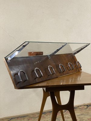 Mid-Century Wall Shelf in Chromed Metal and Glass-JXY-1790588