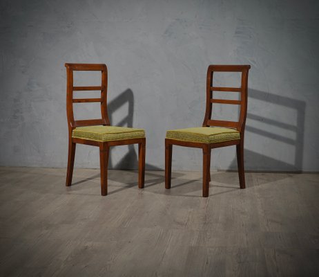 Mid-Century Walnut Brass & Velvet Armchairs, 1950, Set of 2-UH-1180614