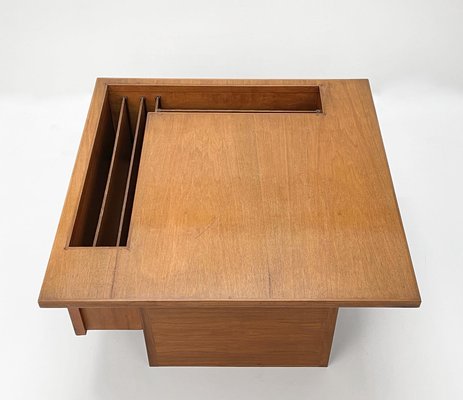 Mid-Century Walnut Magazine Rack Coffee Table by John Keal for Brown Saltman, 1960s-JDR-1125422