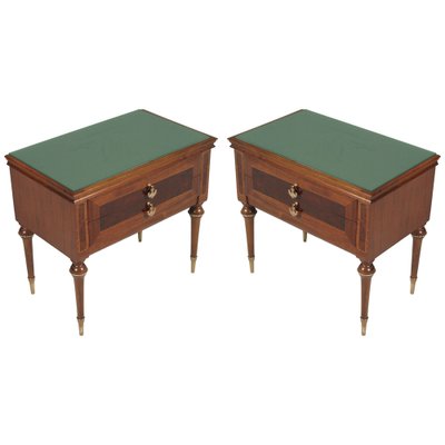 Mid-Century Walnut, Maple, and Brass Nightstands, Set of 2-NJV-577715