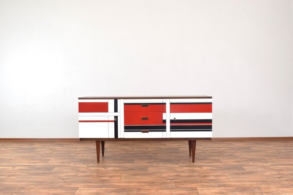 Mid-Century Walnut Sideboard with Hand-Painted Pattern, 1960s-LOT-2032119