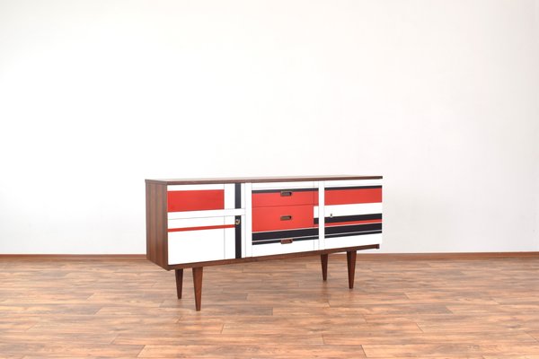 Mid-Century Walnut Sideboard with Hand-Painted Pattern, 1960s-LOT-2032119