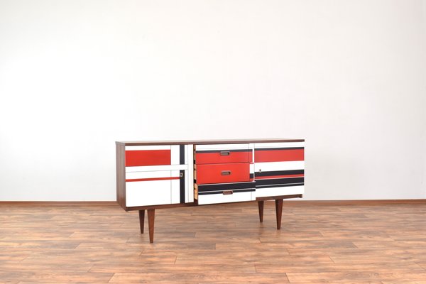 Mid-Century Walnut Sideboard with Hand-Painted Pattern, 1960s-LOT-2032119