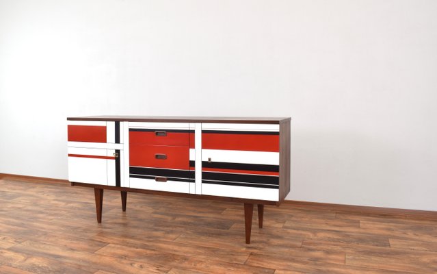 Mid-Century Walnut Sideboard with Hand-Painted Pattern, 1960s-LOT-2032119