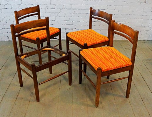 Mid-Century Wenge Wood Dining Chairs, Set of 4-QFD-831911