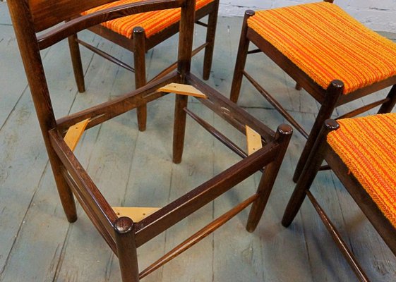 Mid-Century Wenge Wood Dining Chairs, Set of 4-QFD-831911