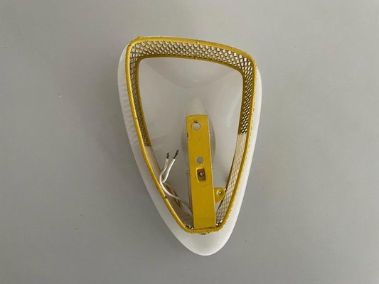 Mid-Century White Acrylic Glass and Yellow Metal Sconce, 1950s-RDS-1740096