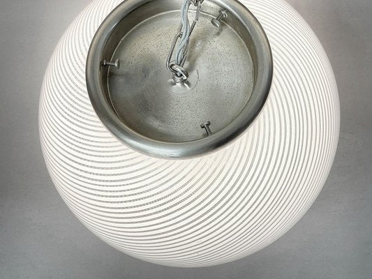 Mid-Century White and Crystal Murano Glass Reticello Light by Mario Botta for Venini, 1970s-JDR-1125605