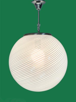 Mid-Century White and Crystal Murano Glass Reticello Light by Mario Botta for Venini, 1970s-JDR-1125605