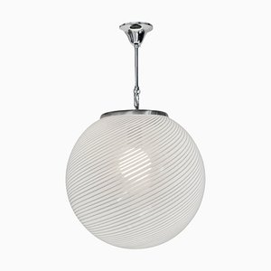 Mid-Century White and Crystal Murano Glass Reticello Light by Mario Botta for Venini, 1970s-JDR-1125605