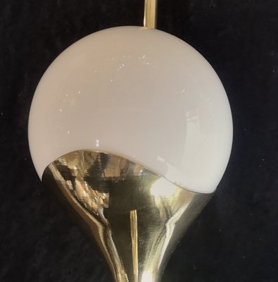 Mid-Century White Brass and Murano Round Art Glass Wall Light, 1950s-UH-1319977