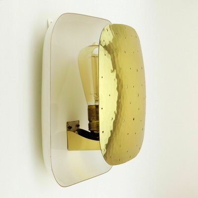 Mid-Century White Brass Wall Light, 1960s-QBR-1005478