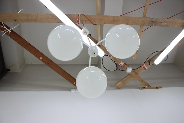 Mid-Century White Chandelier from Kamenický Šenov, 1970s-TZ-677955