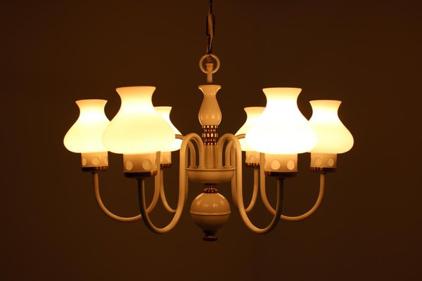 Mid-Century White Chandelier from Lidokov, 1960s-TZ-602216