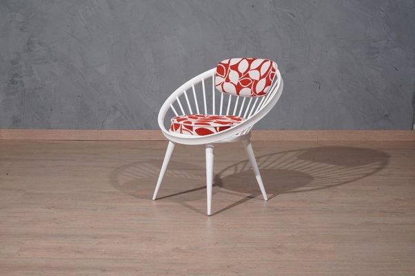 Mid-Century White Circle Chair by Yngve Ekström, Sweden, 1960s-UH-1065480