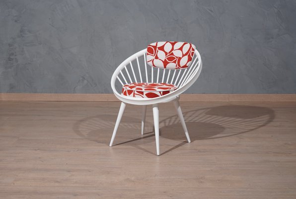 Mid-Century White Circle Chair by Yngve Ekström, Sweden, 1960s-UH-1065480