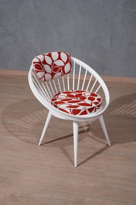 Mid-Century White Circle Chair by Yngve Ekström, Sweden, 1960s-UH-1065480