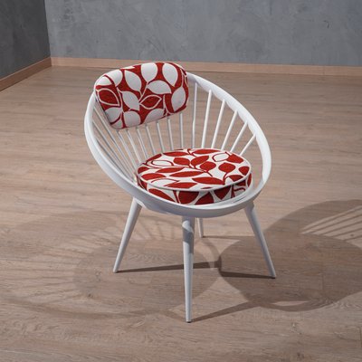 Mid-Century White Circle Chair by Yngve Ekström, Sweden, 1960s-UH-1065480