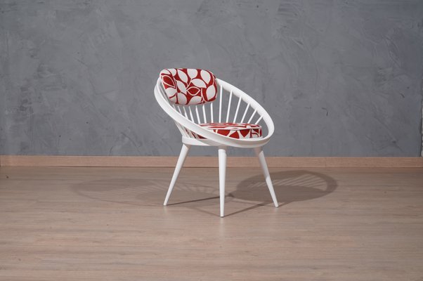 Mid-Century White Circle Chair by Yngve Ekström, Sweden, 1960s-UH-1065480