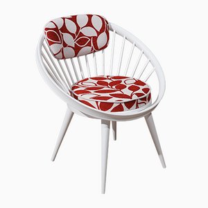 Mid-Century White Circle Chair by Yngve Ekström, Sweden, 1960s-UH-1065480