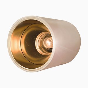 Mid-Century White Gold and Steel Cylinder Wall Lamp, The Netherlands, 1970s-UZ-862829