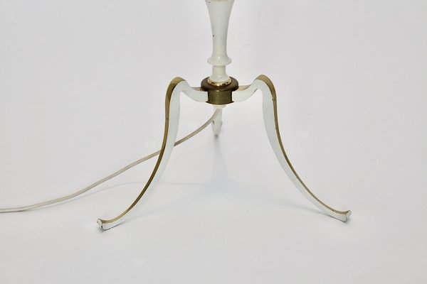 Mid-Century White Golden Metal Floor Lamp, Italy, 1950s-NB-1335570