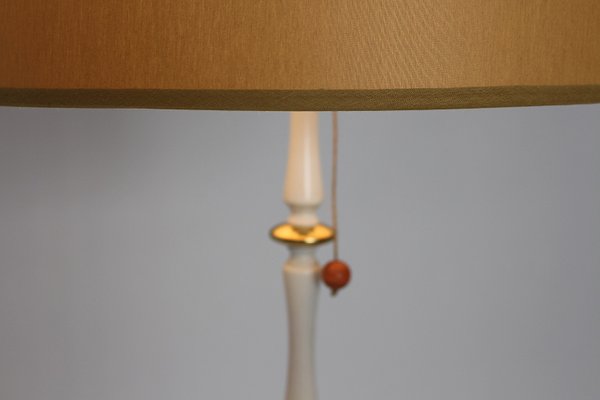 Mid-Century White Golden Metal Floor Lamp, Italy, 1950s-NB-1335570