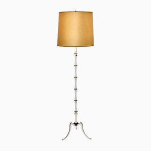 Mid-Century White Golden Metal Floor Lamp, Italy, 1950s-NB-1335570