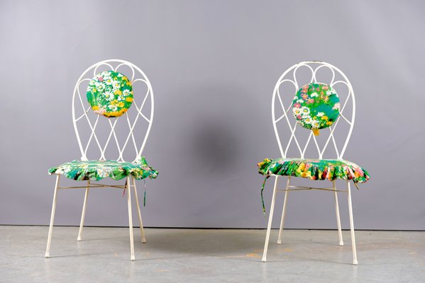 Mid-Century White Iron Chairs, 1960s, Set of 2-CIP-938363