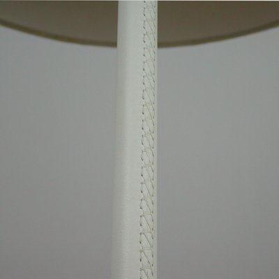 Mid-Century White Leather and Brass Floor Lamp from Vereinigte Werkstätten, 1950s-OE-1178878