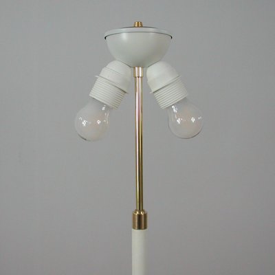 Mid-Century White Leather and Brass Floor Lamp from Vereinigte Werkstätten, 1950s-OE-1178878