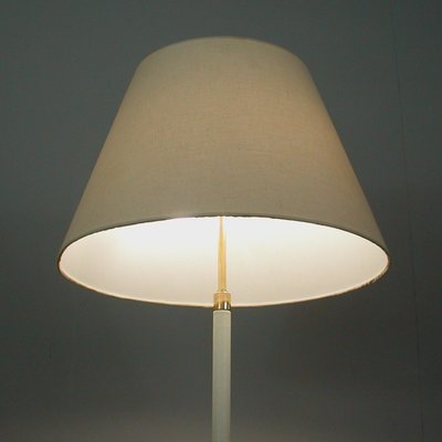 Mid-Century White Leather and Brass Floor Lamp from Vereinigte Werkstätten, 1950s-OE-1178878