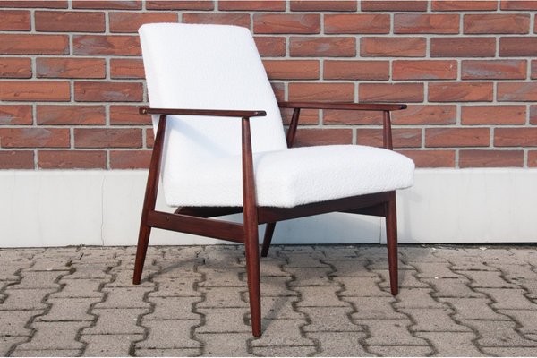 Mid-Century White Model 300-190 Boucle Armchair by H. Lis, Poland, 1960s-BXB-1396781