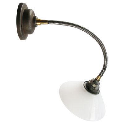 Mid-Century White Opaline Glass Sconce with Flexible Arm-BLS-843234