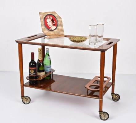 Mid-Century White Walnut Wood Italian Bar Cart by Franco Albini for Cesare Lacca, 1950s-JDR-1125389