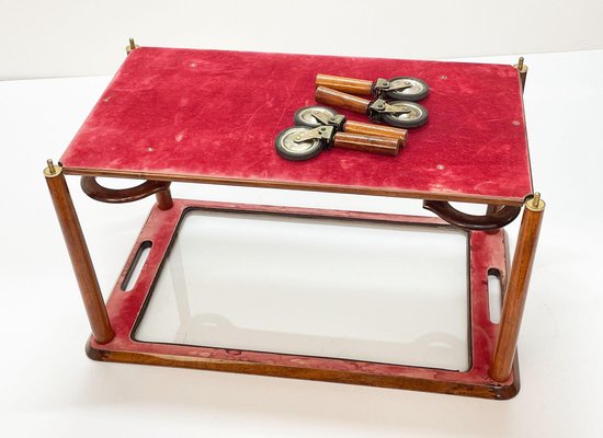 Mid-Century White Walnut Wood Italian Bar Cart by Franco Albini for Cesare Lacca, 1950s-JDR-1125389