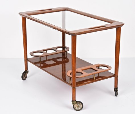 Mid-Century White Walnut Wood Italian Bar Cart by Franco Albini for Cesare Lacca, 1950s-JDR-1125389