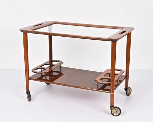 Mid-Century White Walnut Wood Italian Bar Cart by Franco Albini for Cesare Lacca, 1950s-JDR-1125389