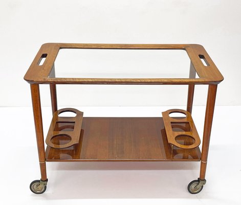 Mid-Century White Walnut Wood Italian Bar Cart by Franco Albini for Cesare Lacca, 1950s-JDR-1125389