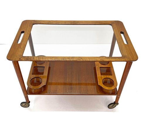 Mid-Century White Walnut Wood Italian Bar Cart by Franco Albini for Cesare Lacca, 1950s-JDR-1125389